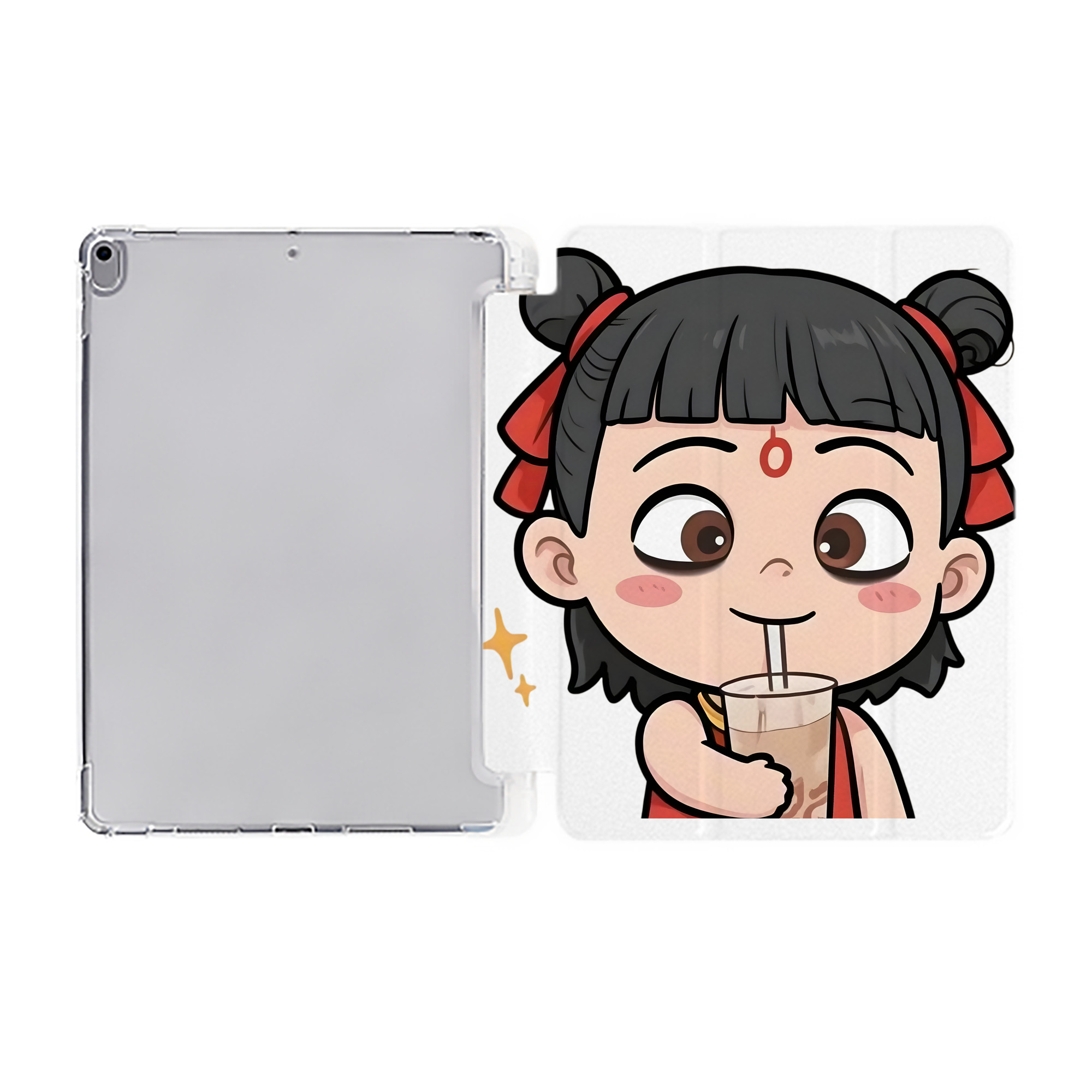 Ne Zha 2 ナタ 魔童の大暴れ IPad ケース ペン収納付き 三つ折りスタンド PUレザー×シリコン 対応機種9.5/10.5/10.9インチ